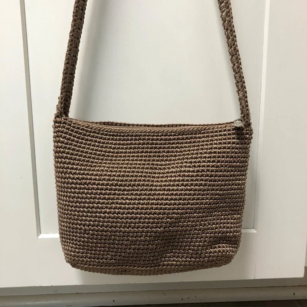 The Sak Knit Crossbody Purse Fabiana Bag Neutral Ton Taupe Tan Chunky Knit Beige